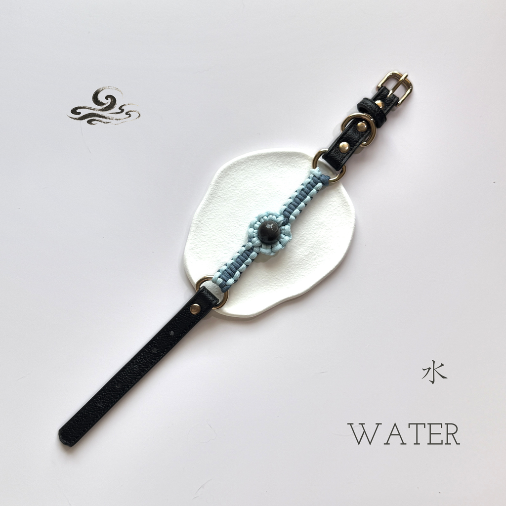 KANSHO Water Element Handmade Silver Obsidian Collar