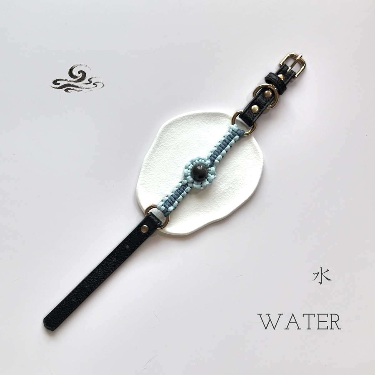 KANSHO Water Element Handmade Silver Obsidian Collar